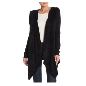 BLANKNYC Denim Faux Suede Drape Front Sweater